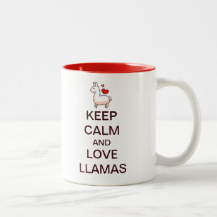 Behalt Calm und Liebe Llamas Zweifarbige Tasse