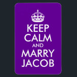 Behalt Calm und Marry Jacob Magnet<br><div class="desc">Lila und weiße Hochzeitsparodie eines klassischen Designs ... Behalt Calm und heirate Jacob.</div>
