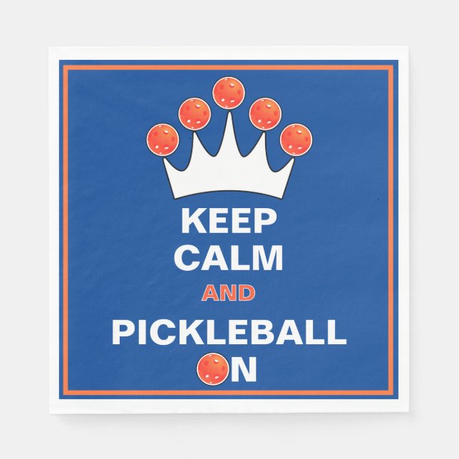 Behalt Calm und Pickleball On, Blue Orange und Whi Serviette (Vorderseite)