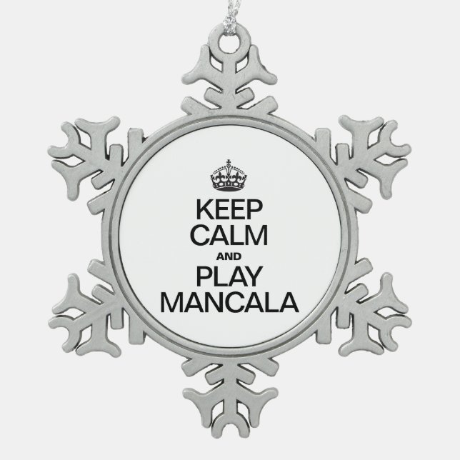 BEHALT CALM UND PLAY MANCALA SCHNEEFLOCKEN Zinn-Ornament (Vorderseite)