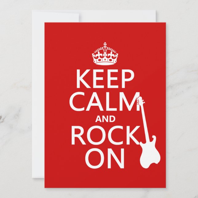 Behalt Calm und Rock On (Gitarre) (beliebige Farbe Einladung (Vorderseite)