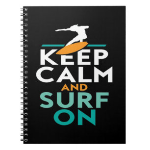 Behalt Calm und Surf auf Surfer Liebe Surfen Notizblock