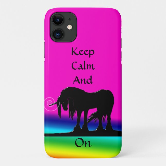 Behalt Calm und Unicorn On (Regenbogen) Case-Mate iPhone Hülle (Rückseite)