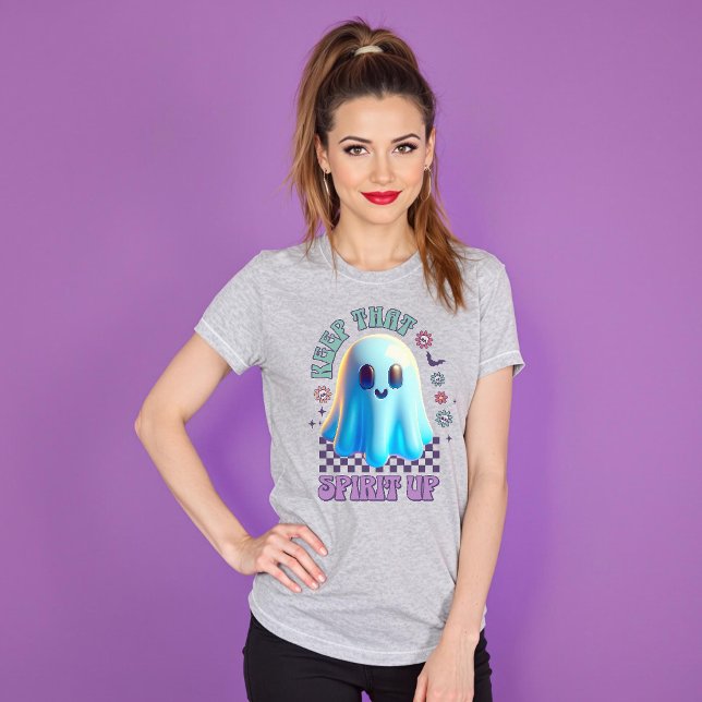 Behalt, dass der Geist Groovy Spooky Blume Ghost T-Shirt (Keep That Spirit Up Groovy Spooky Flower Ghost T-Shirt.)