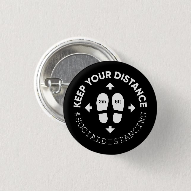 "Behalt deine Entfernung" Sozialabstandszeichen Button (Vorne & Hinten)