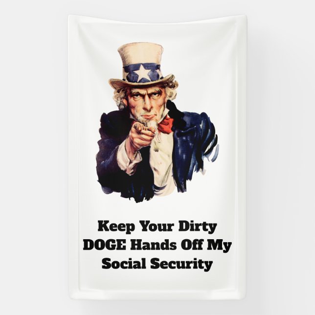 Behalt deine schmutzigen DOGE-Hände von meiner soz Banner (Vertikal)