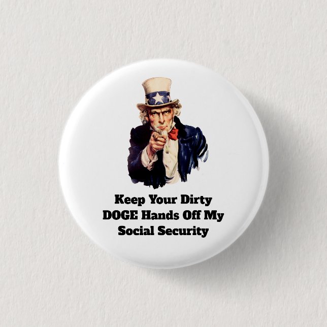 Behalt deine schmutzigen DOGE-Hände von meiner soz Button (Vorderseite)