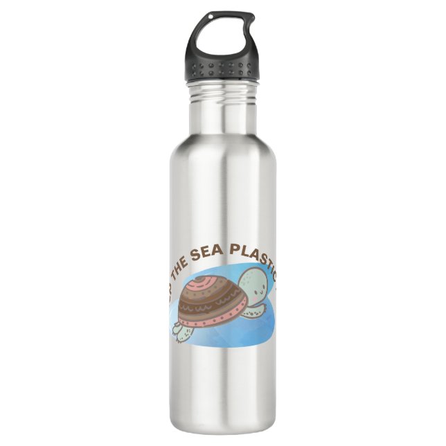 Behalt der plastikfreien Meeresschildkröte Edelstahlflasche (Vorderseite)