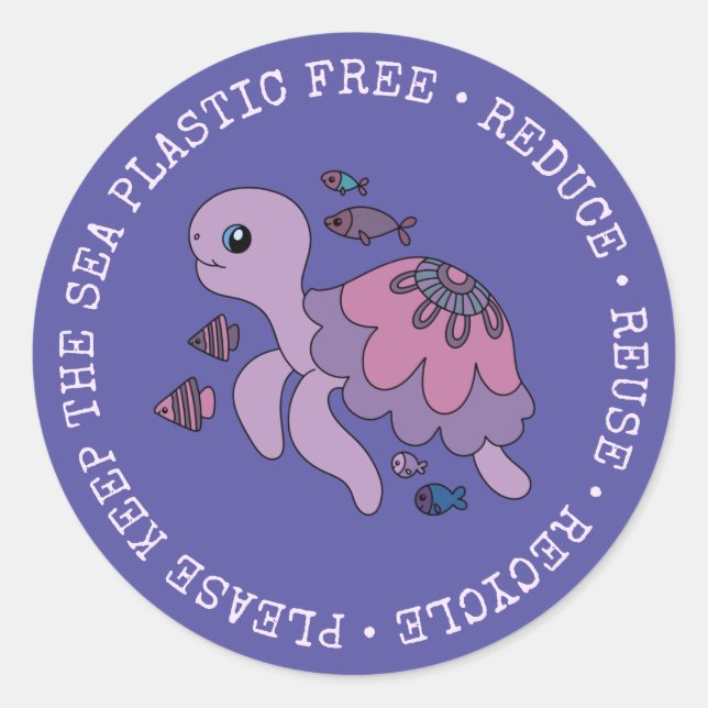 Behalt der Plastikfreien Meeresschildkröte Runder Aufkleber (Vorderseite)