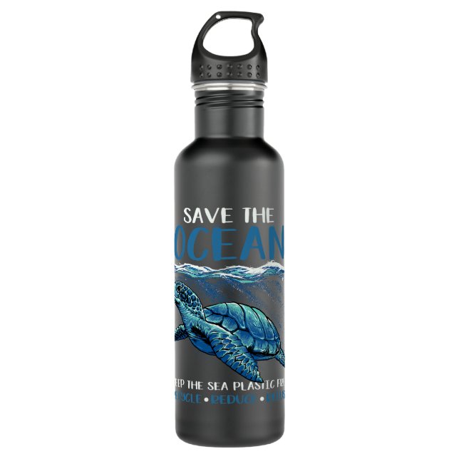 Behalt der Plastikschildkröte des Meeres Rette den Edelstahlflasche (Vorderseite)