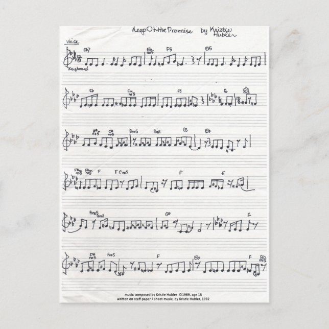 Behalt der Promise Sheet Music Postkarte (Vorderseite)