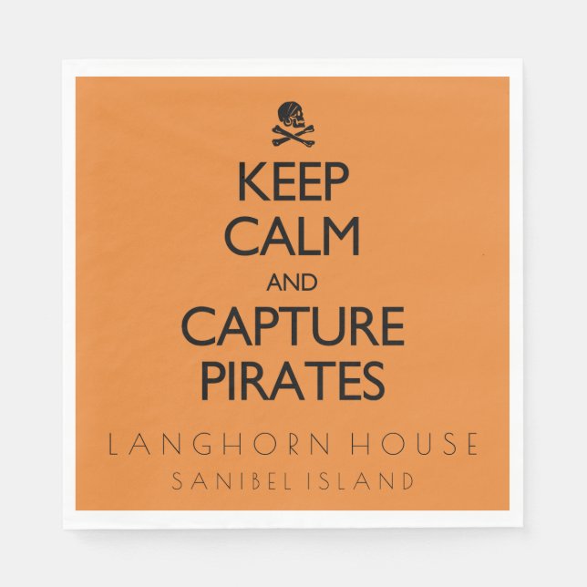 Behalt der Ruhe und Capture Pirates Personalisiert Serviette (Vorderseite)