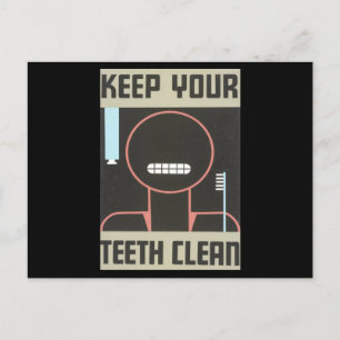 Behalt dir die Zähne sauber Vintage Poster Postkarte