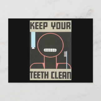Behalt dir die Zähne sauber Vintage Poster Postkarte