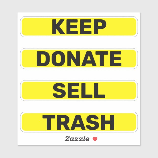 Behalt Donate Sell Trash Simple Konmari Aufkleber (Blatt)