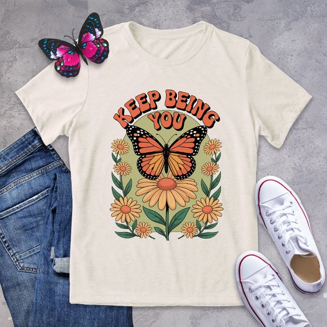 Behalt, du Monarch Butterfly Retro-Shirt zu sein Tri-Blend Shirt (Von Creator hochgeladen)
