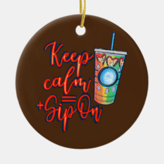 Behalt einen ruhigen Sip auf dem erfrischten Kaffe Keramik Ornament