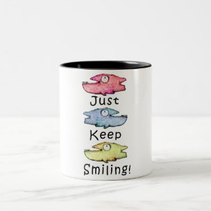 Behalt einfach lächeln! Farbiger Zahnfisch Zweifarbige Tasse