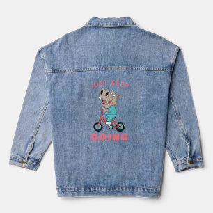 Behalt einfach Niedliches Hippo-Rad fahren Jeansjacke