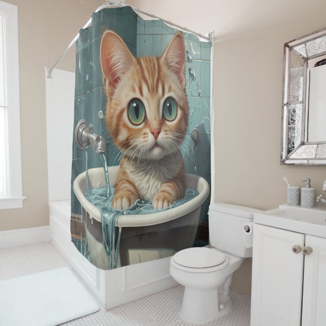 Behalt einfach Scrubbing - Funny Animal Portraits Duschvorhang (Beispiel)