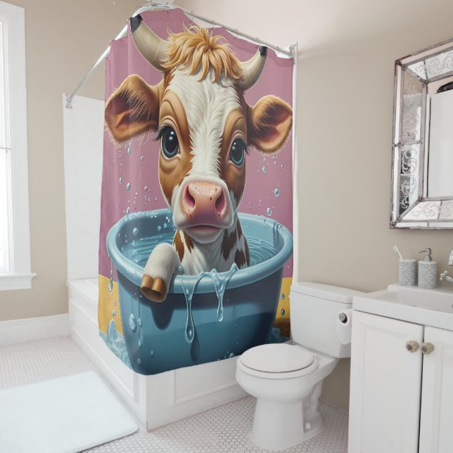 Behalt einfach Scrubbing - Funny Animal Portraits Duschvorhang (Beispiel)