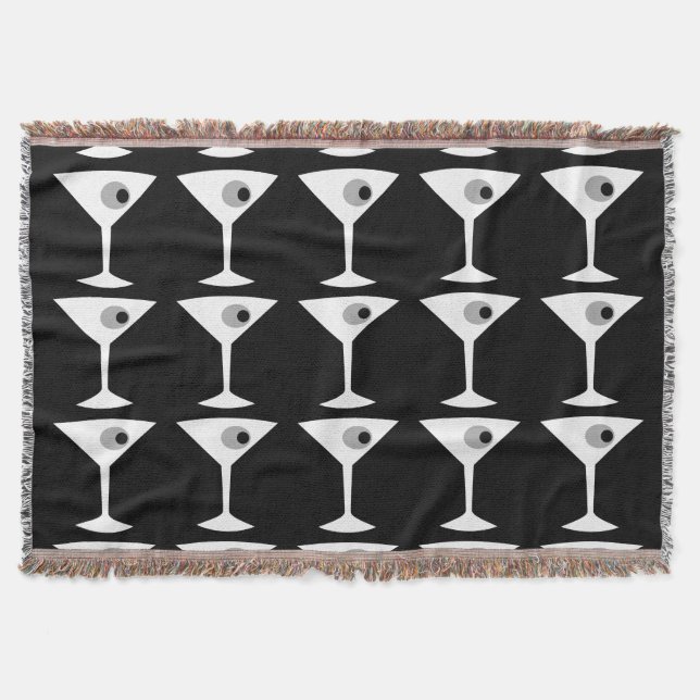 Behalt 'Em Coming Martini Throw Blanket (b&w) Decke (Vorderseite)