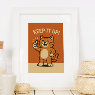 Behalt es auf! Motivierend Niedlicher Retro-Cartoo Poster