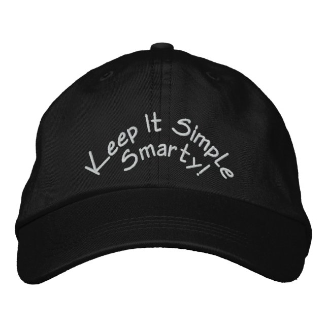 Behalt es einfach cleveren Black Hat Bestickte Baseballkappe (Vorderseite)