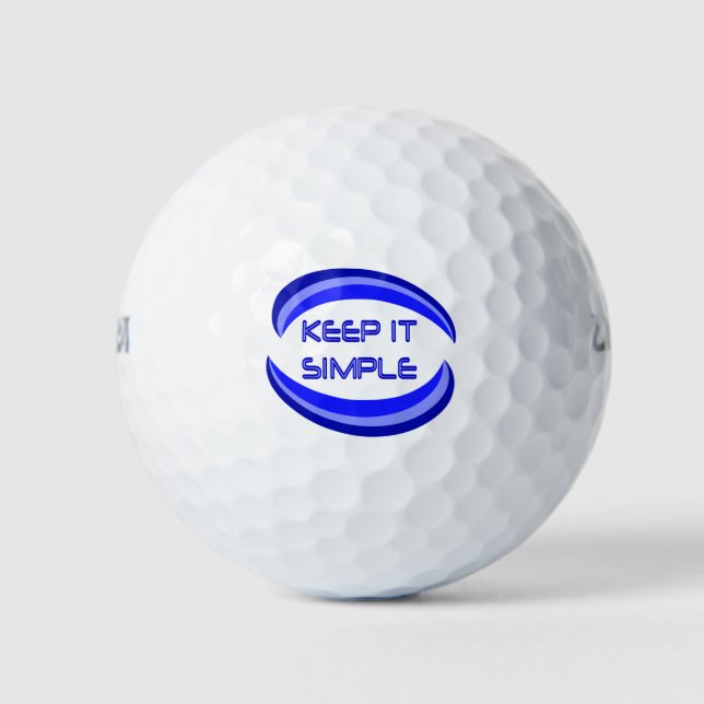 Behalt es einfach Zitat Erholung Slogan in blau Golfball (Vorderseite)