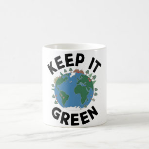 Behalt es grün - Natur & Erde Illustration Kaffeetasse