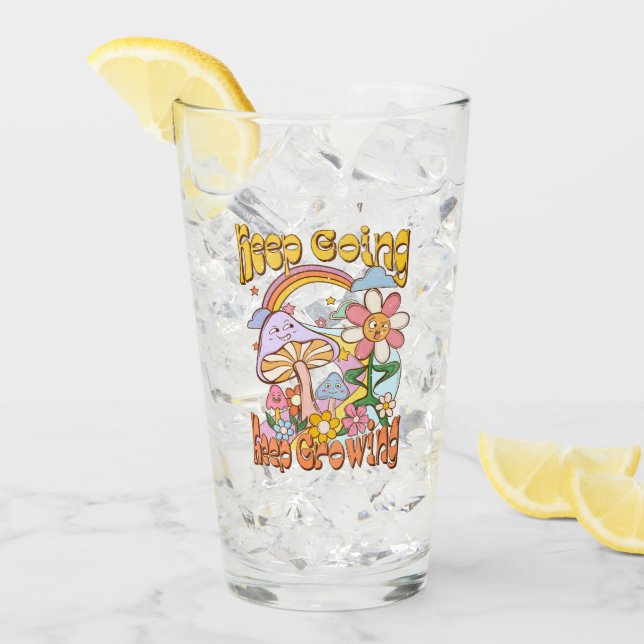 Behalt gehen, Behalt wachsen | Pilze und Blumen Glas (Vorderseite Ice)