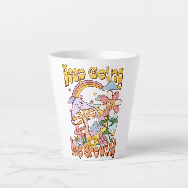 Behalt Going, Behalt Growing - Pilze & Blume Milchtasse (Vorderseite)
