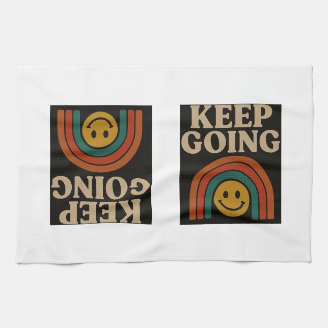 Behalt Going: Positivität in jedem Schritt Geschirrtuch (Horizontal)