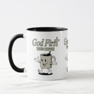Behalt Gott zuerst dann Kaffee Glaube auf zwei Ton Tasse