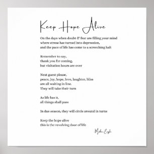 Behalt Hoffnung lebendig inspirierendes Gedicht Wa Poster