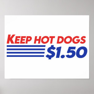 Behalt Hot Dogs $ 1,50 Poster