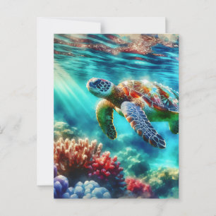 Behalt in Touch   Meeresschildkröten schwimmen Postkarte