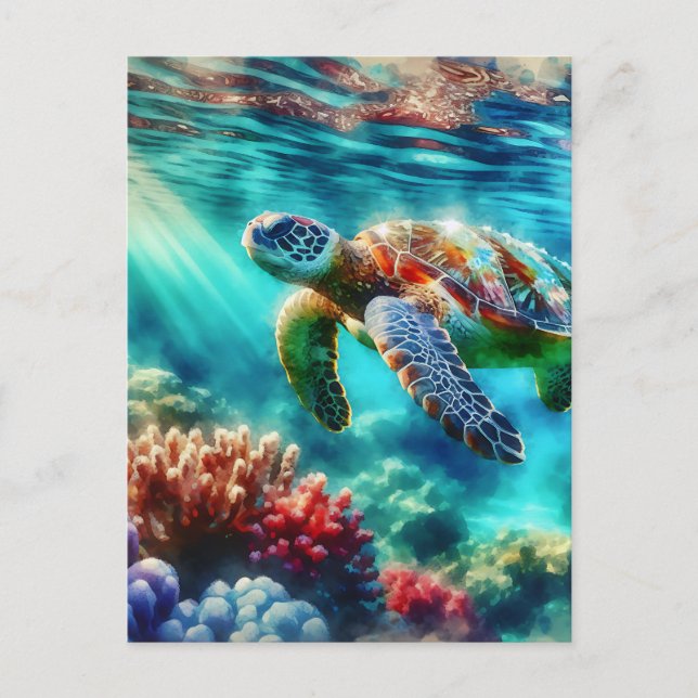 Behalt in Touch | Meeresschildkröten schwimmen Postkarte (Vorderseite)