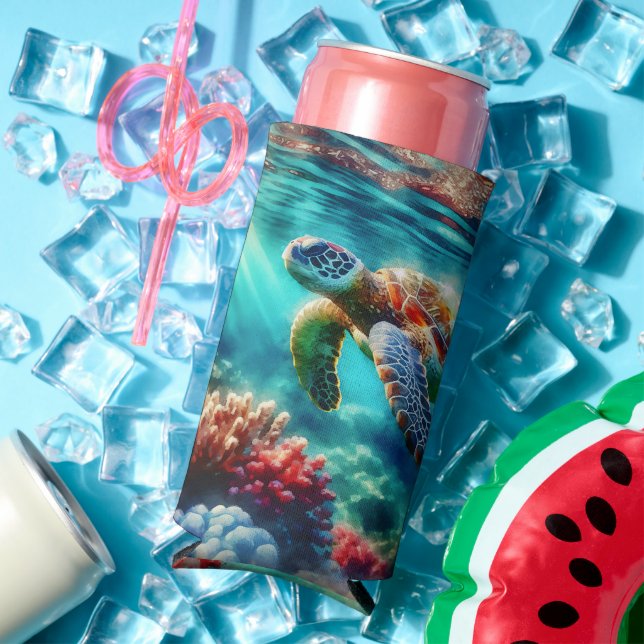 Behalt in Touch | Meeresschildkröten schwimmen Selters Dosenkühler (In Situ Sommer)