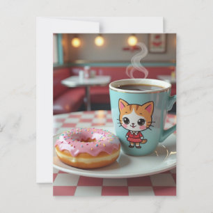Behalt in Touch mit diesem Niedlichen Donut und Ka Postkarte