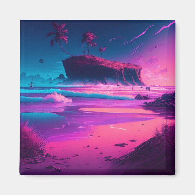 Behalt in Touch | Rosa Meereswellen Magnet (Vorne)