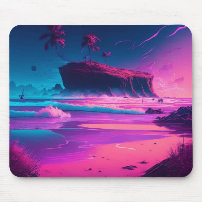 Behalt in Touch | Rosa Meereswellen Mousepad (Vorne)