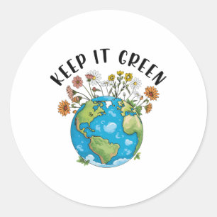 Behalt It Green Earth Day Niedlich Teacher Kids Gi Runder Aufkleber