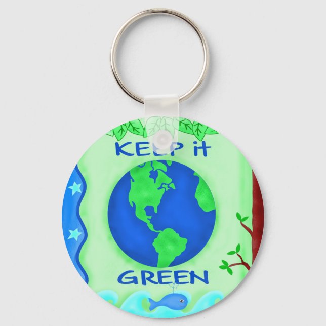 Behalt It Green Rett Earth Environment Art Schlüsselanhänger (Vorderseite)