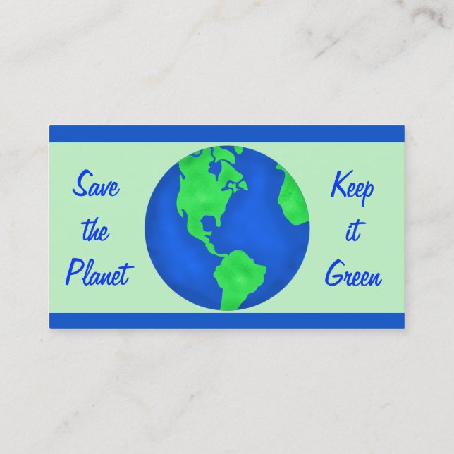 Behalt It Green Rett Planet Earth Environment Art Visitenkarte (Rückseite)