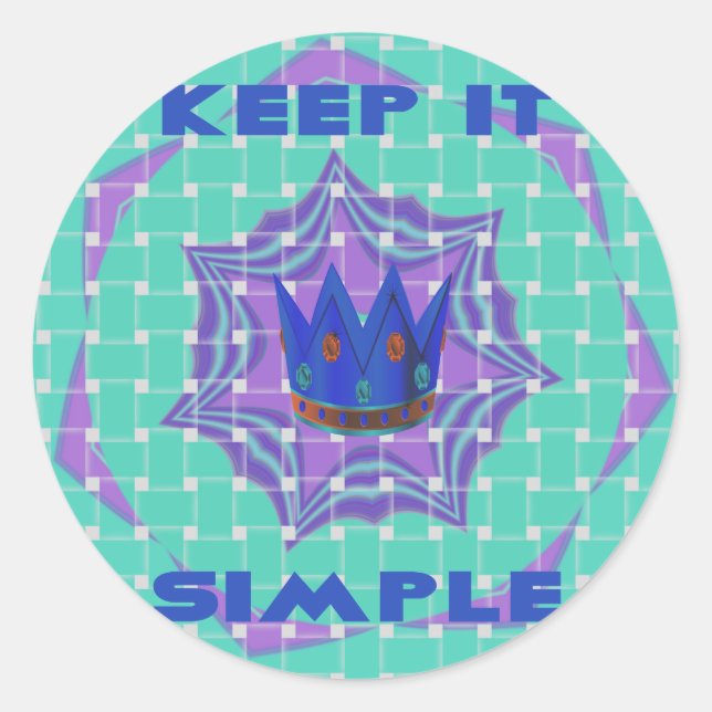 Behalt It Simple: The Royal Clarity Pattern Art Runder Aufkleber (Vorderseite)
