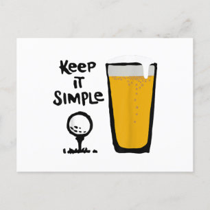 Behalt It Simples Funny Golf Beer Feiertagspostkarte