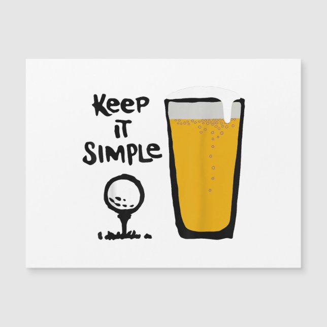 Behalt It Simples Funny Golf Beer Magnetkarte (Vorderseite)