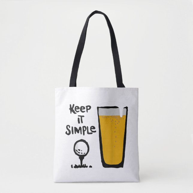 Behalt It Simples Funny Golf Beer Tasche (Vorderseite)