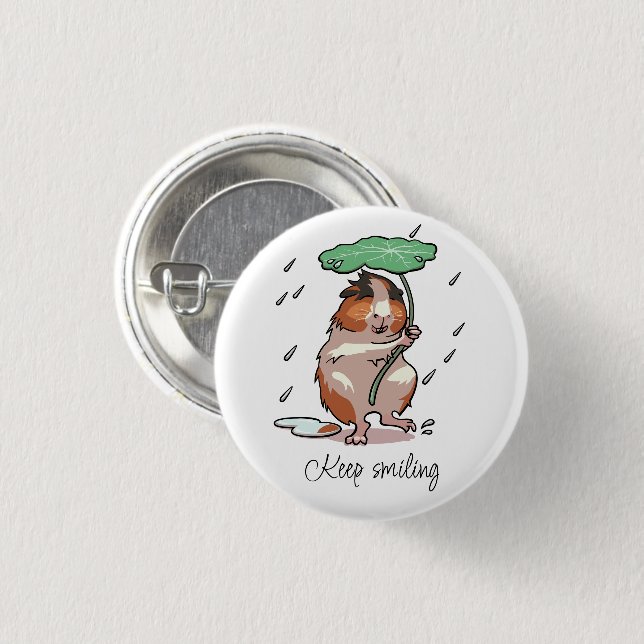 Behalt Lächeln glückliche Guinea Schweinchen genie Button (Vorne & Hinten)
